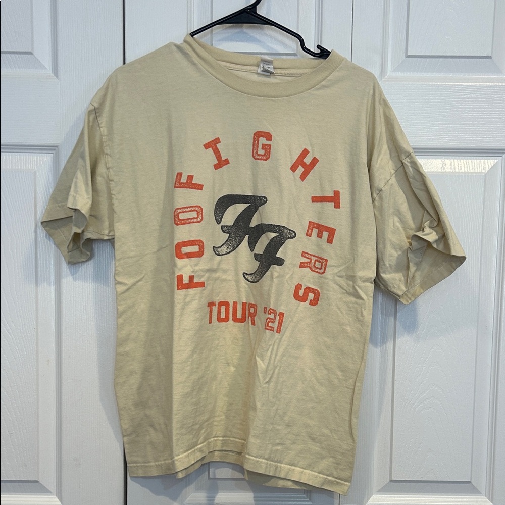 Foo Fighters 2022 Tour Beige Cotton Crewneck T-Shirt